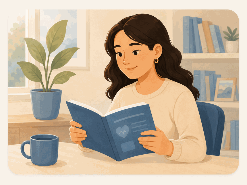 Person reading a helpful healthcare guide