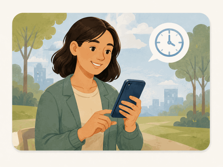 Person checking care options on a phone